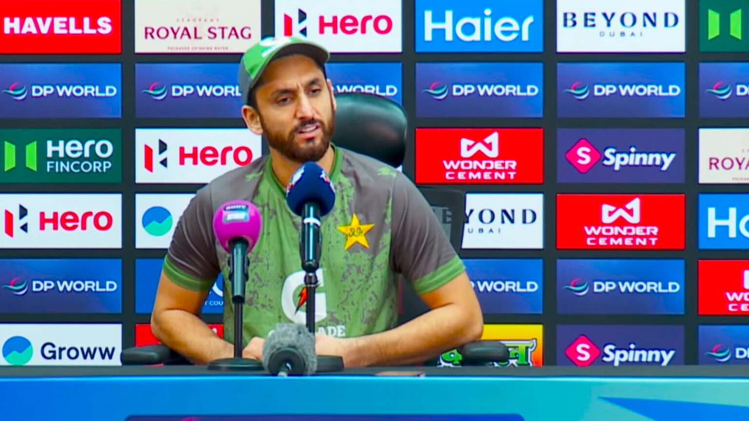 Pakistan cricket team captain Salman Ali Agha at his press conference after the team